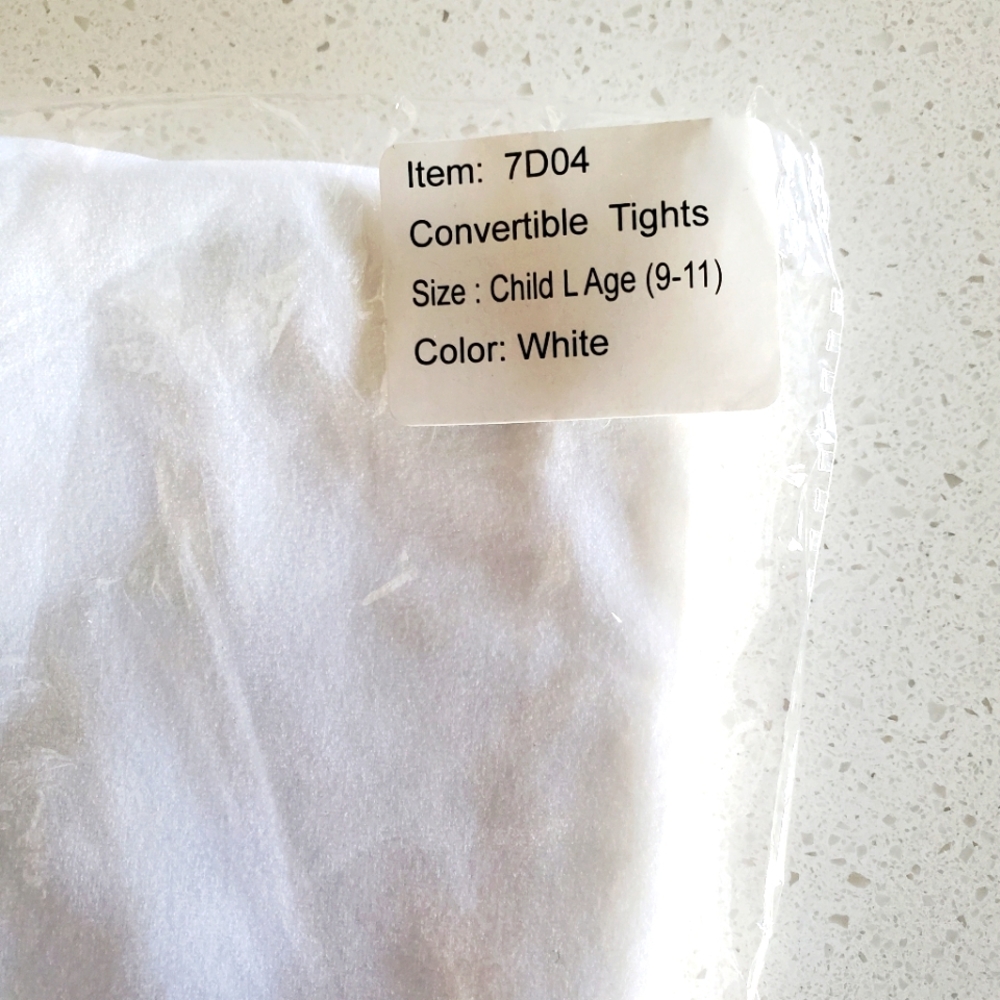 NWT convertible white dance tights - Picture 2 of 3